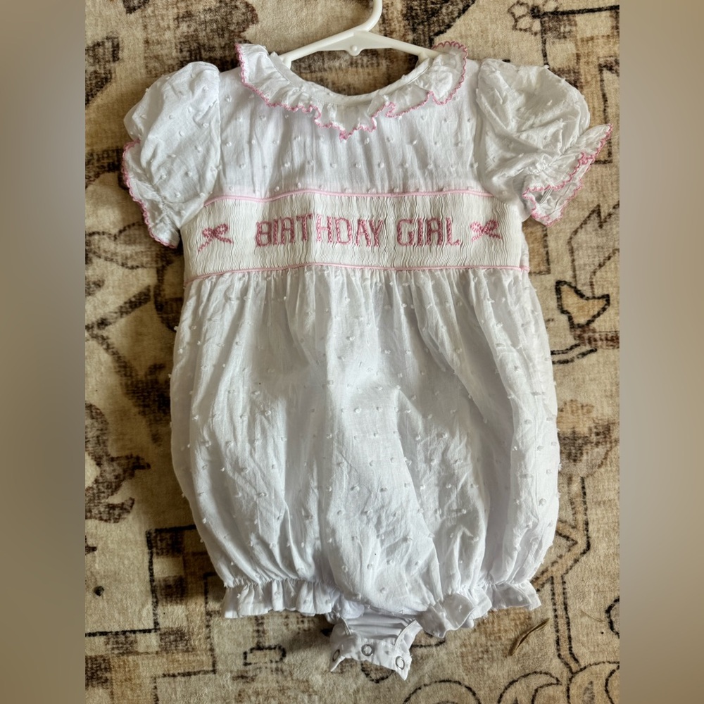 Smocked Birthday Girl Bubble W Bows